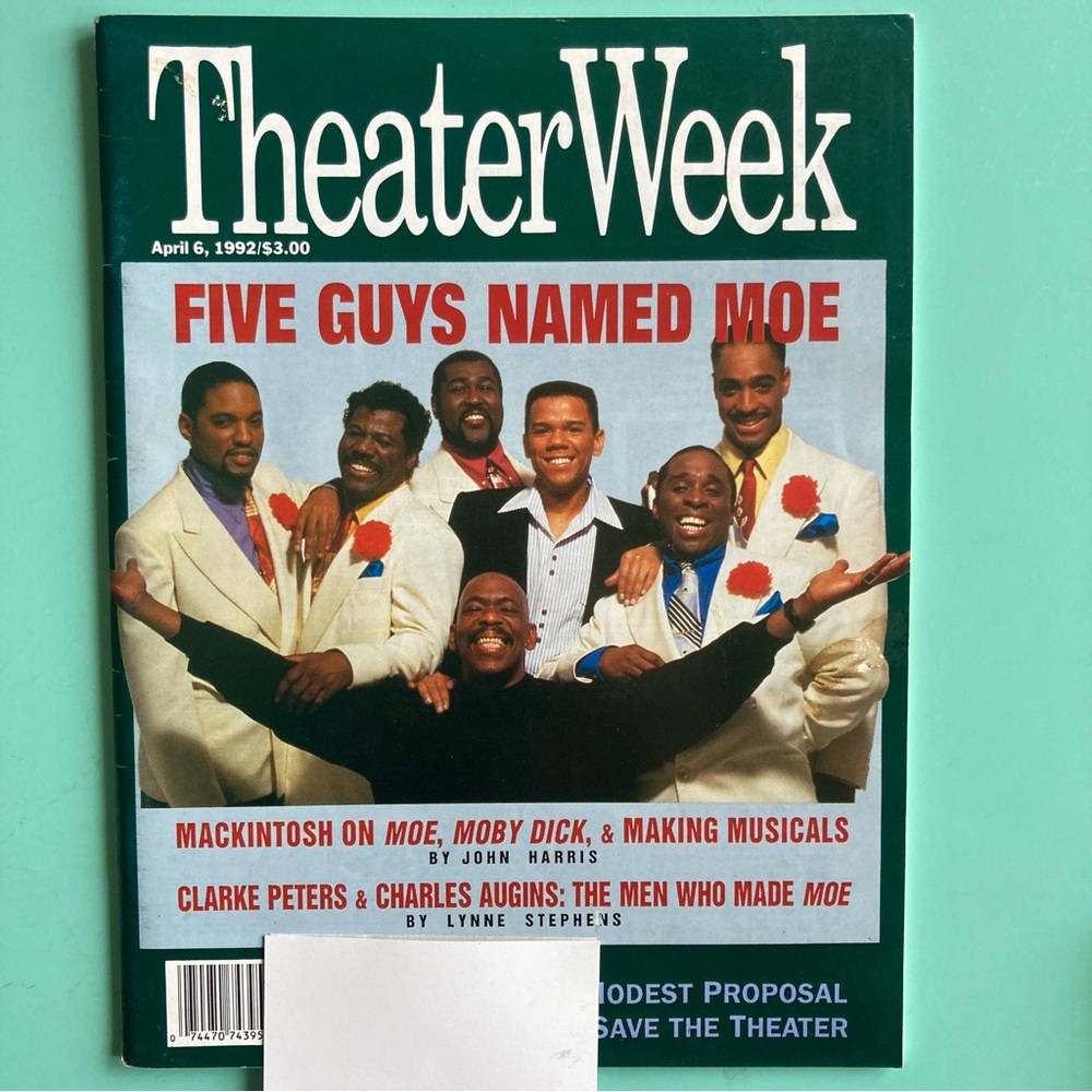 Five Guys Named Moe Theater Week Magazine April 6 1992  Address Label Attached